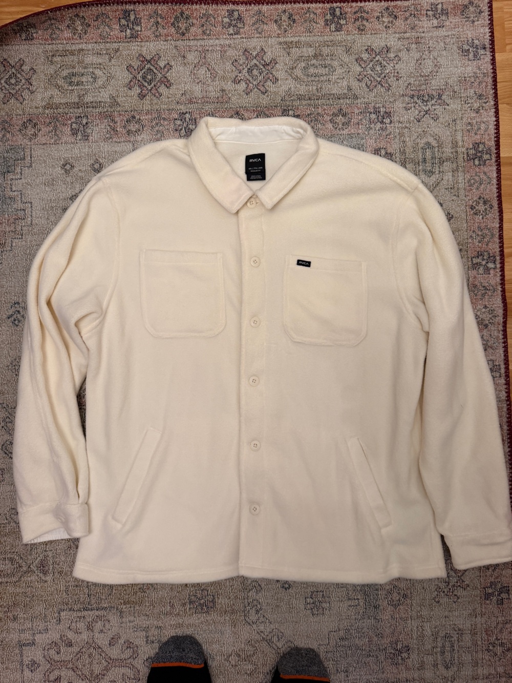 RVCA Cream Long-Sleeve Button-Down Shirt Jacket